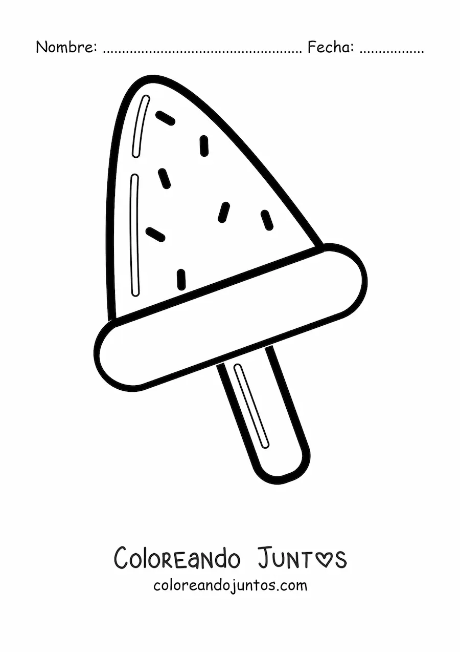 Imagen para colorear de una paleta de helado con forma de sandía