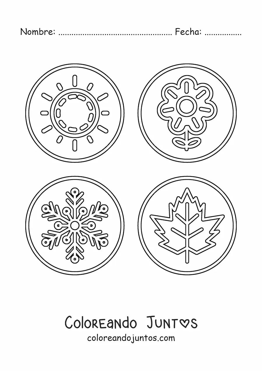 Imagen para colorear de las estaciones del año