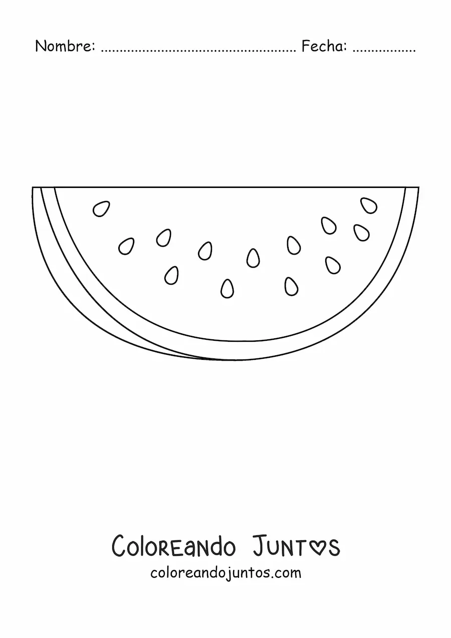 Imagen para colorear de media sandía de frente