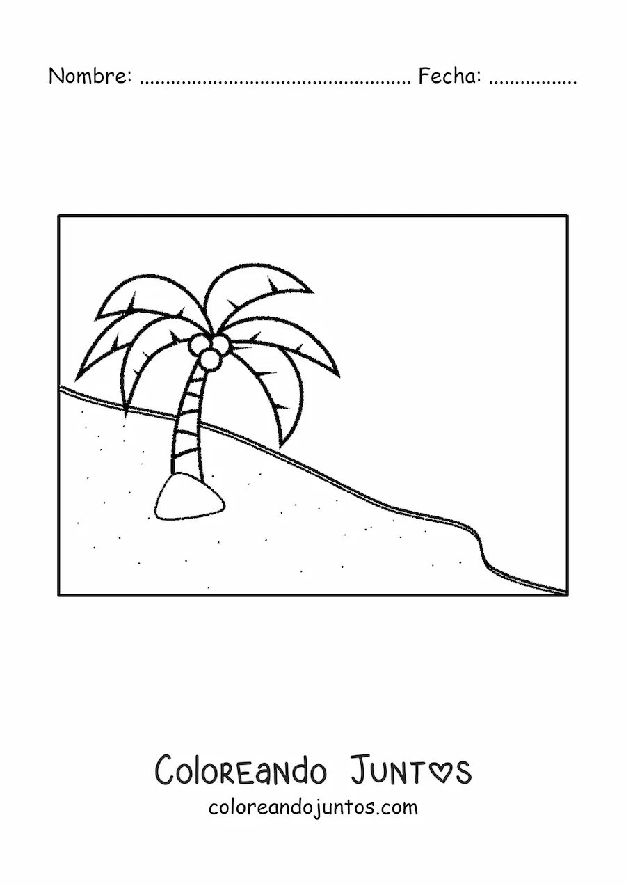 Imagen para colorear de una palmera de playa