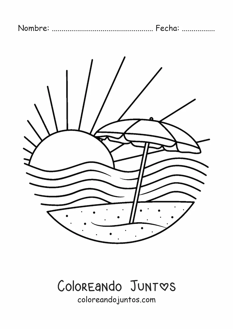 Imagen para colorear de una sombrilla de playa