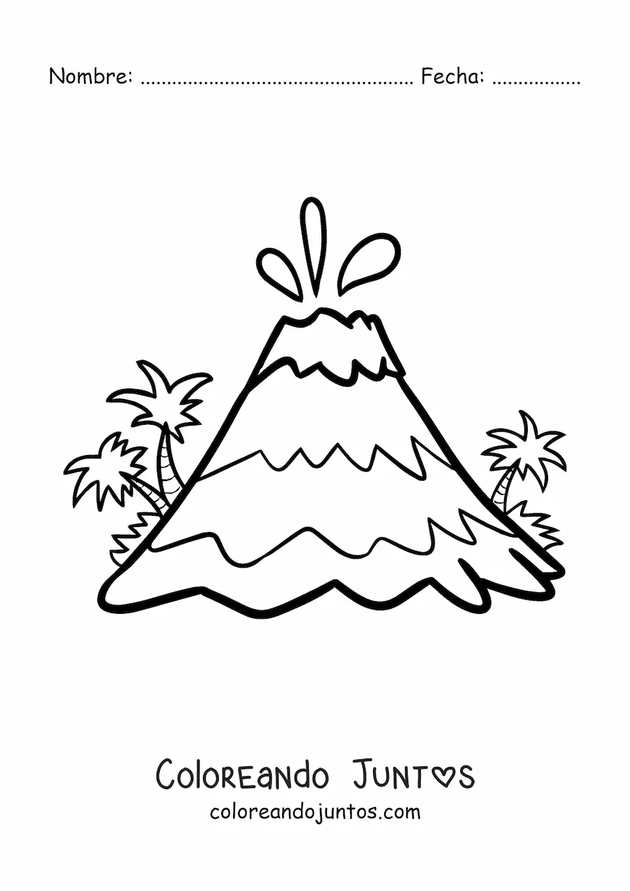 Imagen para colorear de un volcán en erupción