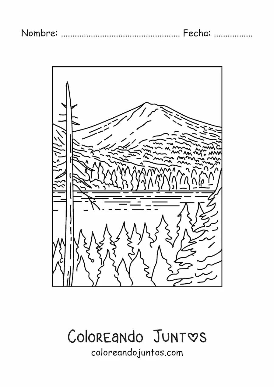 Imagen para colorear de un volcán inactivo