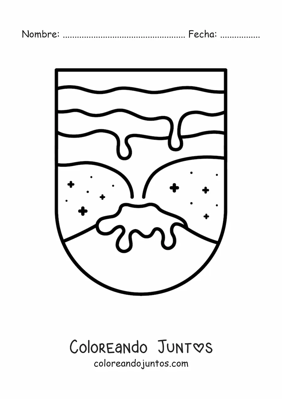 Imagen para colorear de un volcán y su lava