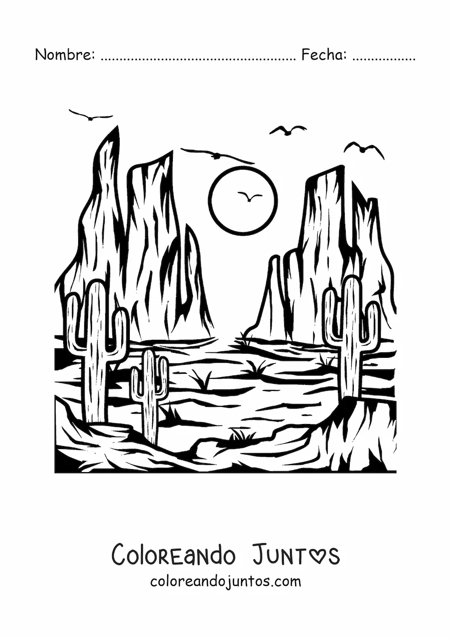 Imagen para colorear de un desierto