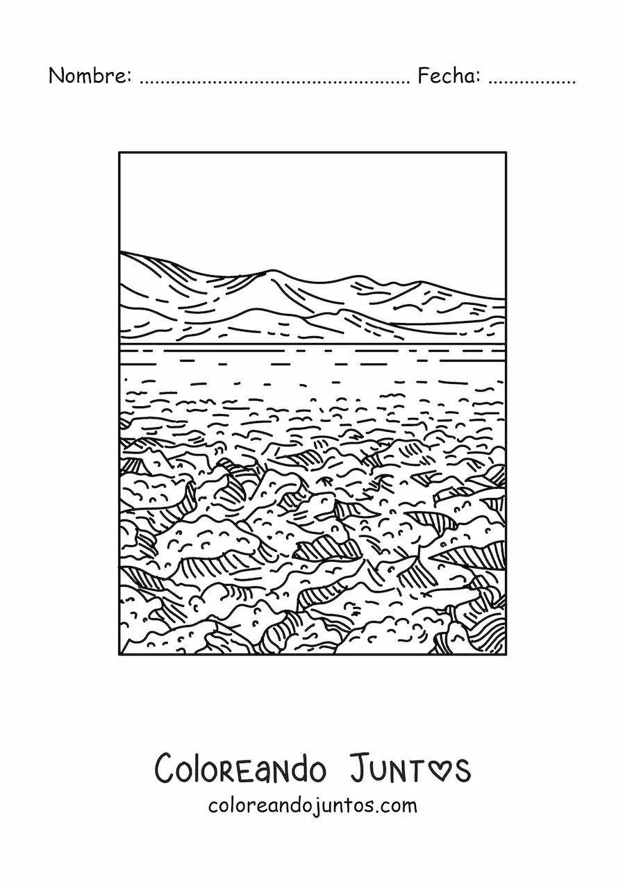 Imagen para colorear de un paisaje con clima árido