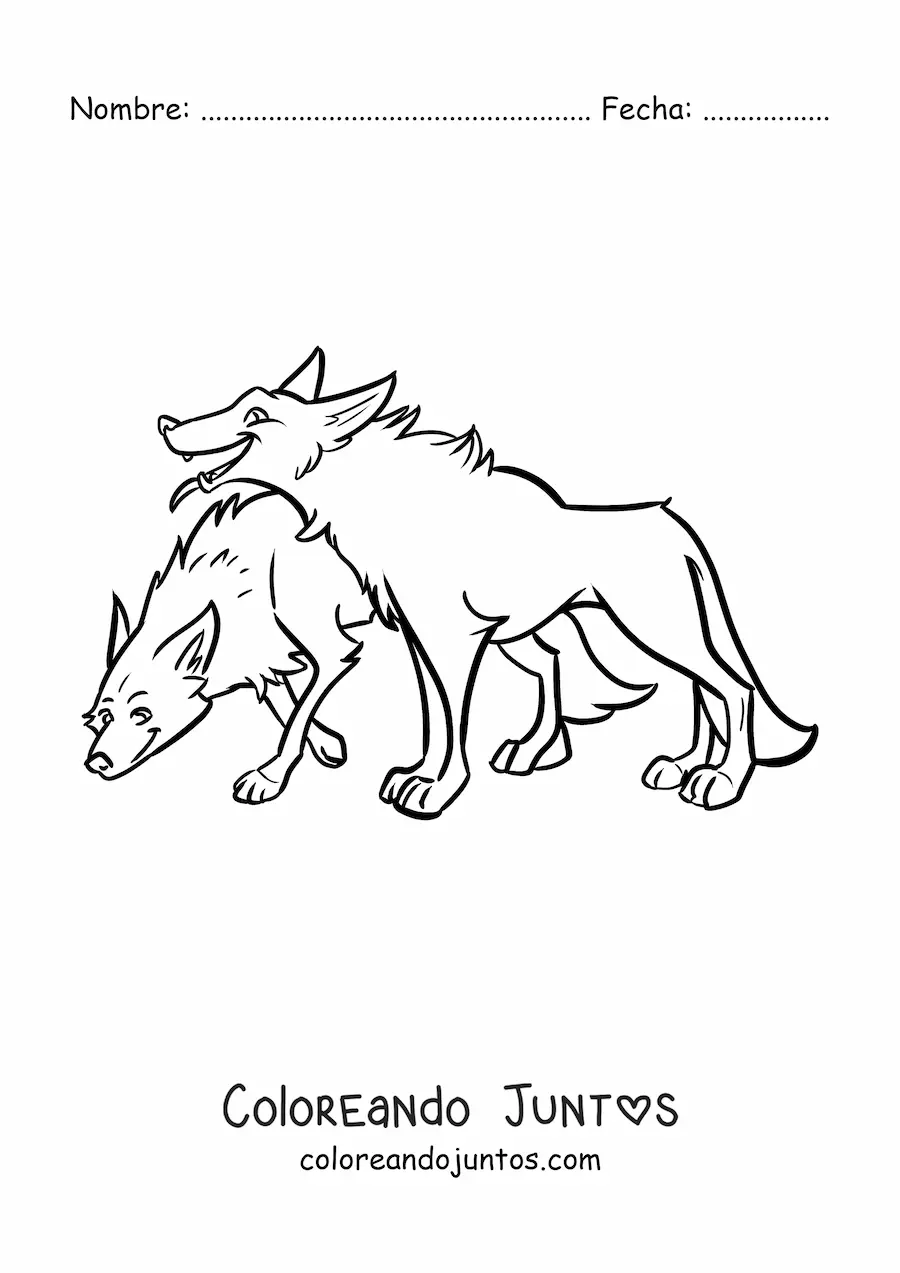 Imagen para colorear de dos coyotes del desierto