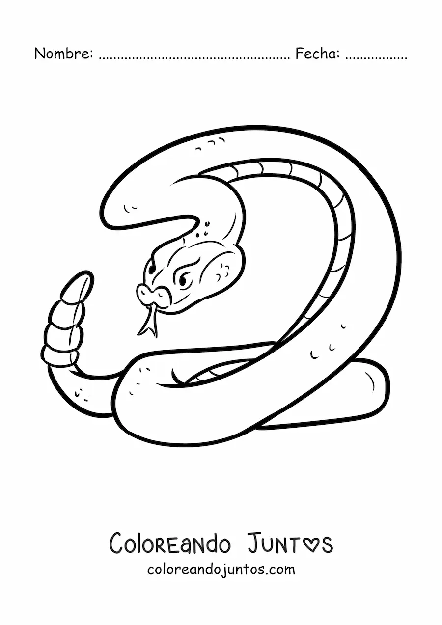 Imagen para colorear de una serpiente cascabel