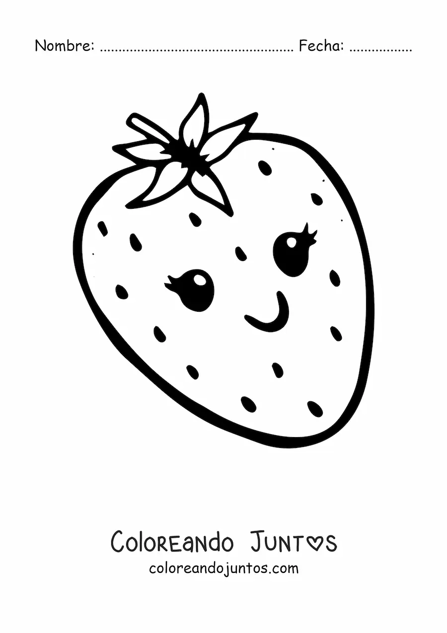 Imagen para colorear de una fresa kawaii