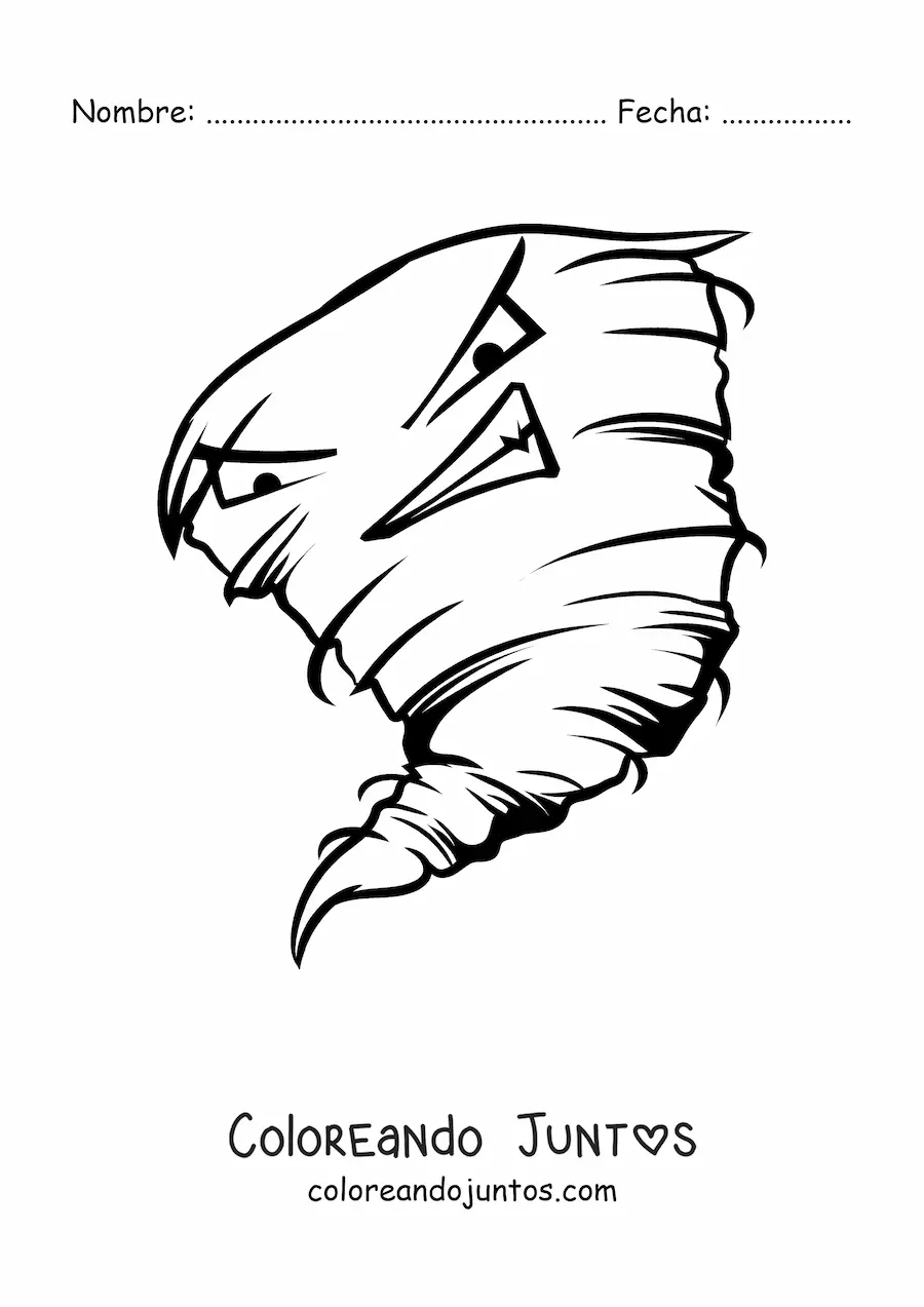 Imagen para colorear de huracán animado malvado