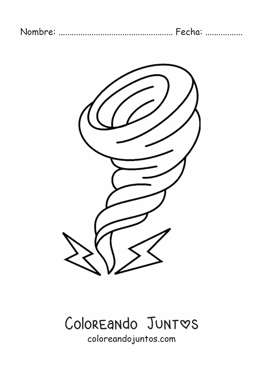 Imagen para colorear de huracán con 2 rayos