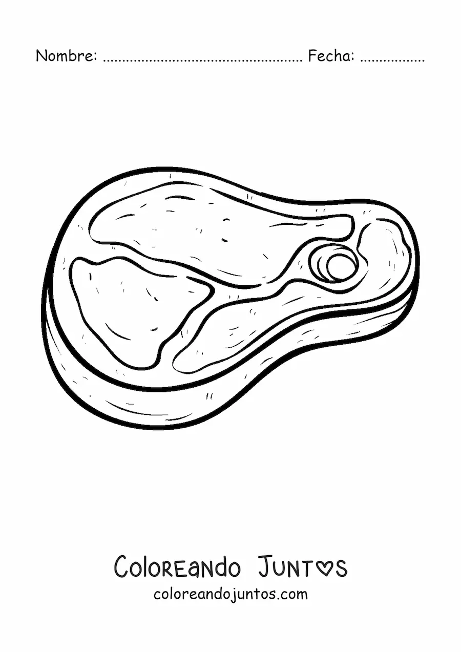 Imagen para colorear de un filete de carne roja cruda