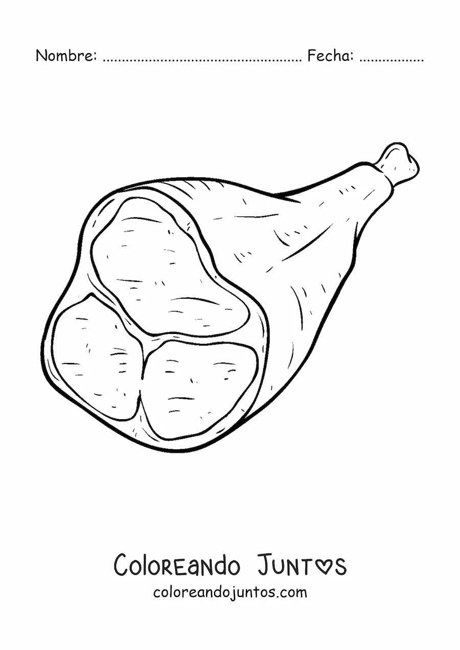 Imagen para colorear de un trozo de carne de res