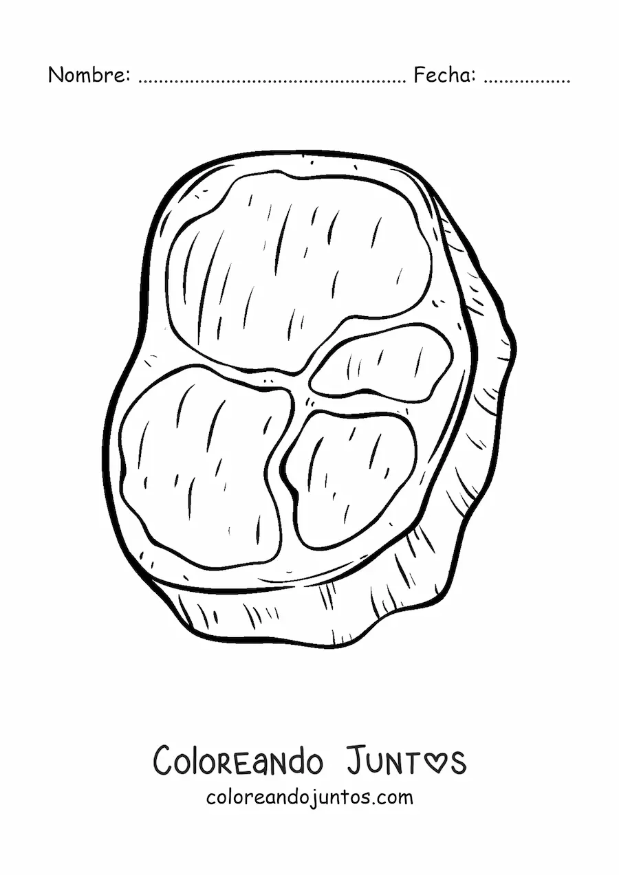 Imagen para colorear de un filete de carne de vaca