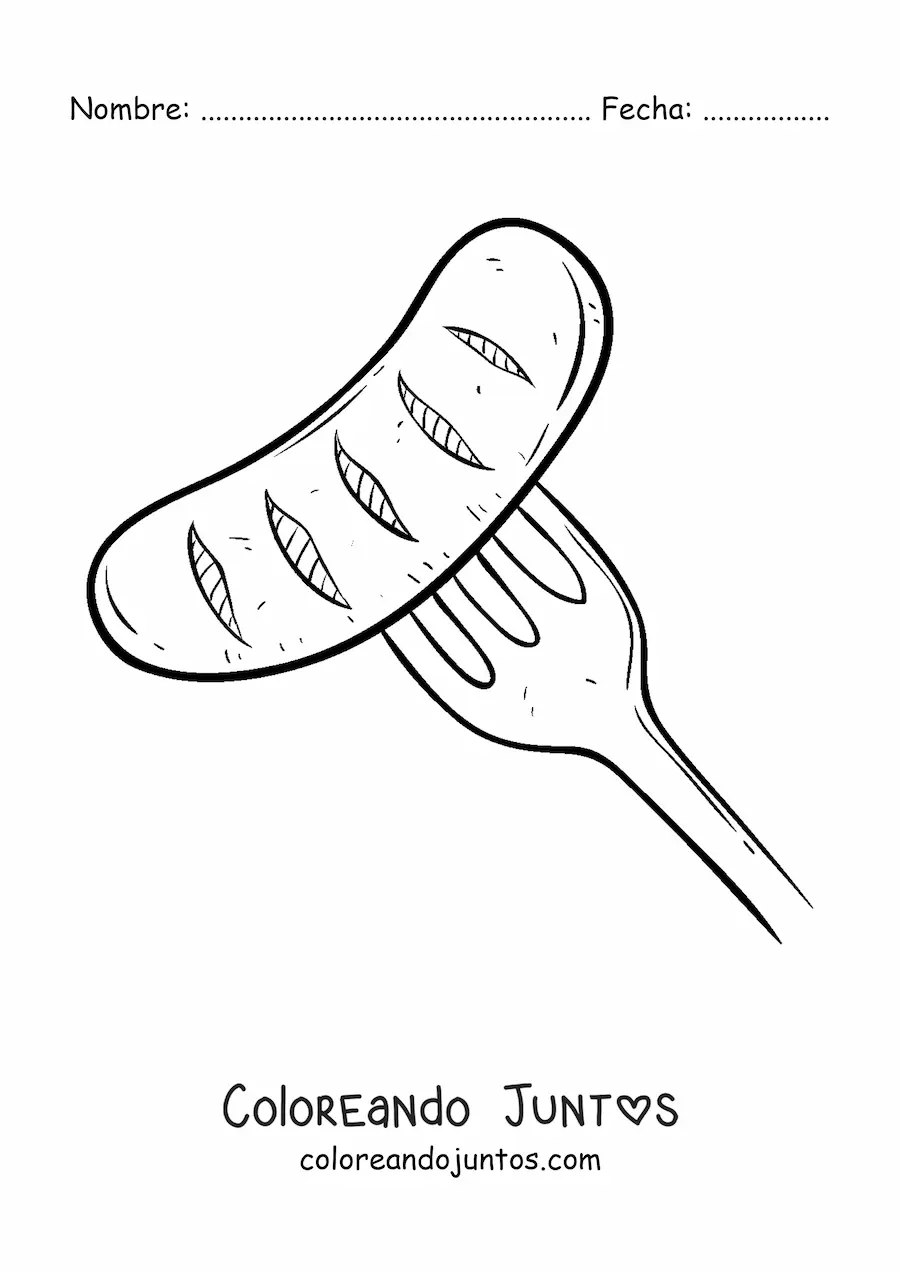 Imagen para colorear de una salchicha asada