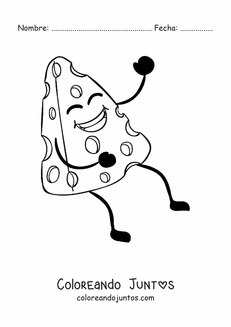 Imagen para colorear de un trozo de queso animado