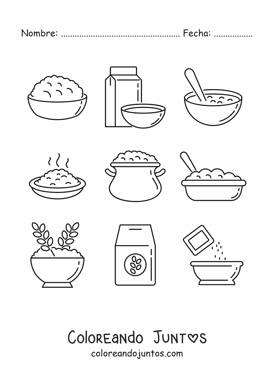 Imagen para colorear de diferentes formas de comer avena