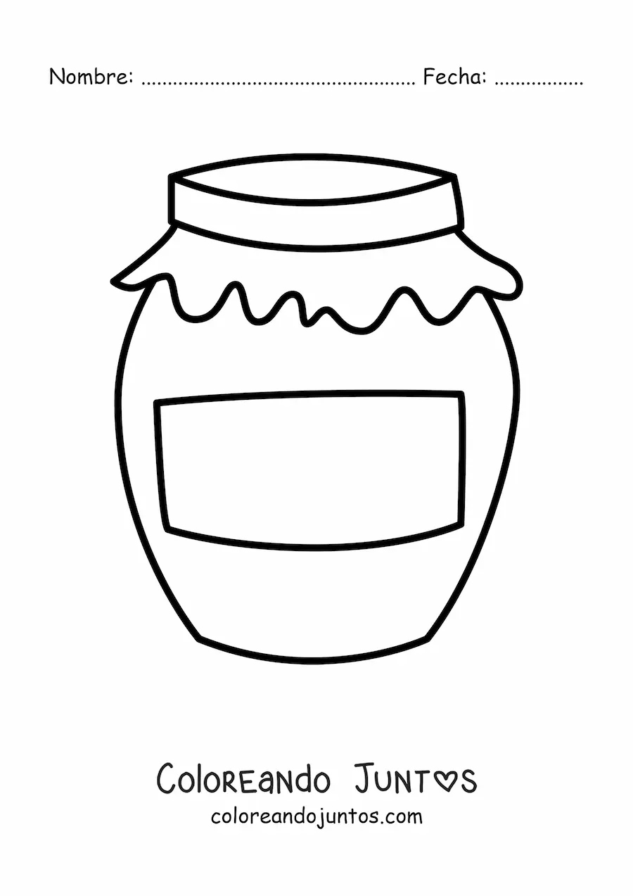 Imagen para colorear de un tarro de miel con etiqueta