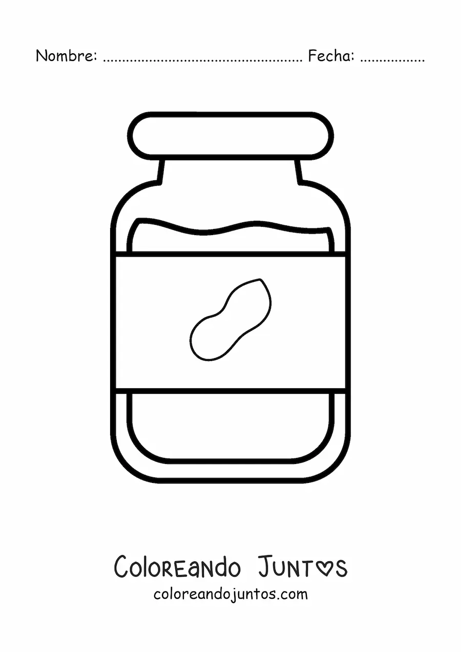 Imagen para colorear de un frasco de mantequilla de maní