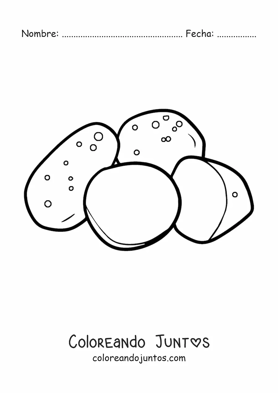 Imagen para colorear de tres papas cortadas