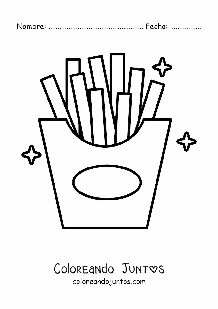 Imagen para colorear de una ración de papas a la francesa