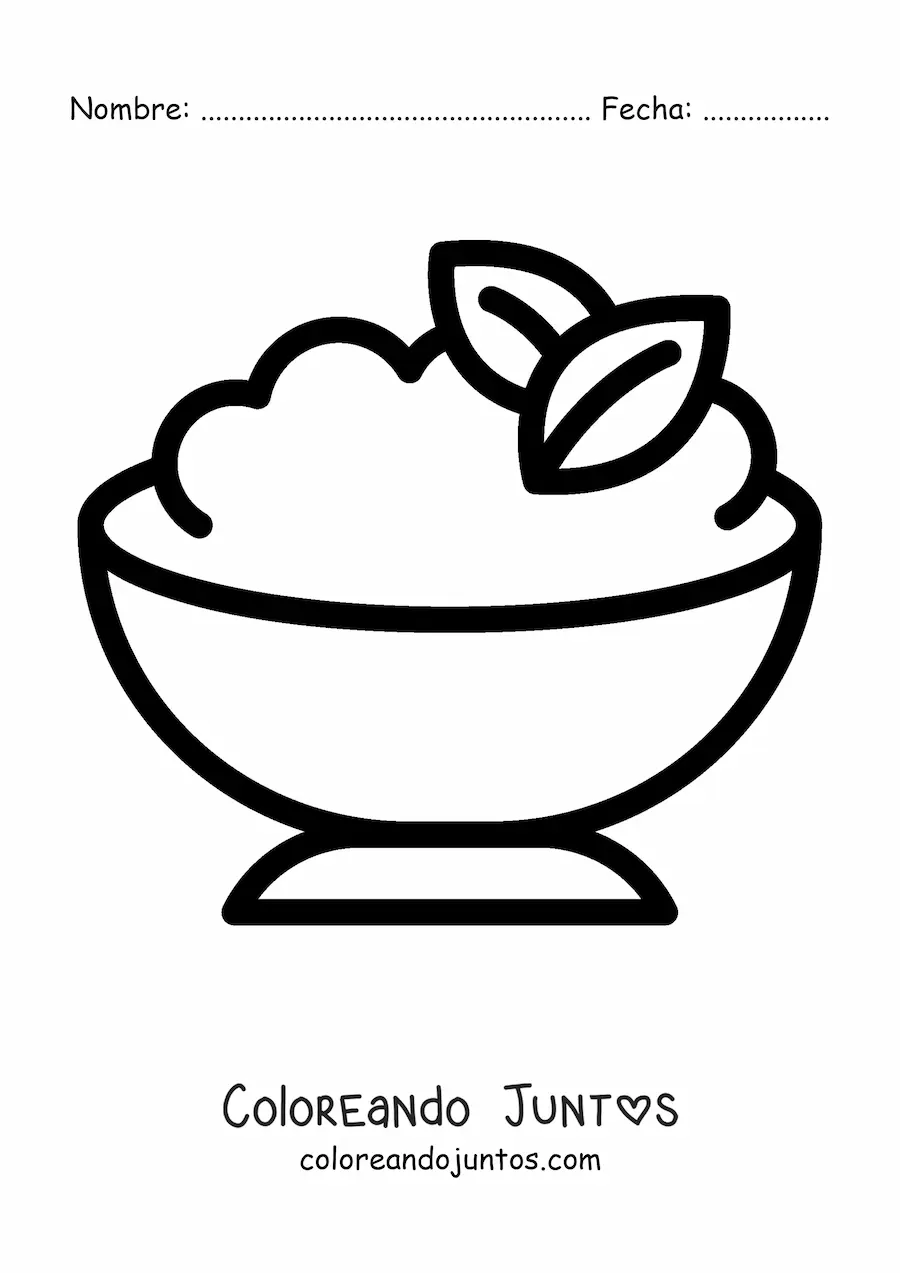 Imagen para colorear de un plato con puré de papas