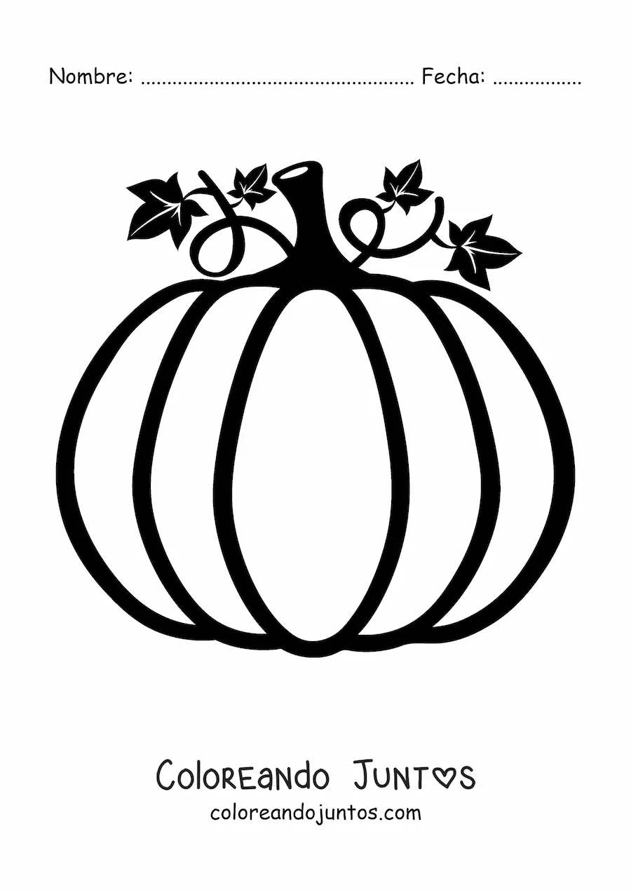 Imagen para colorear de una calabaza grande de otoño