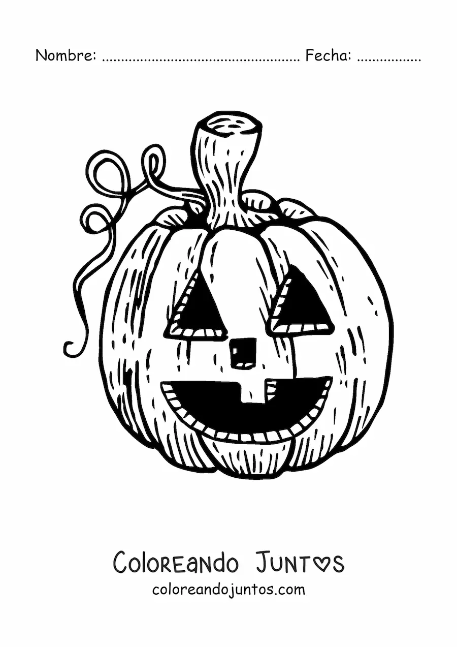 Imagen para colorear de una calabaza con una cara tallada