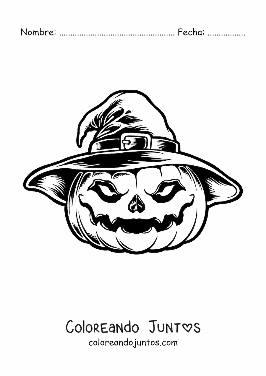 Imagen para colorear de una calabaza de terror