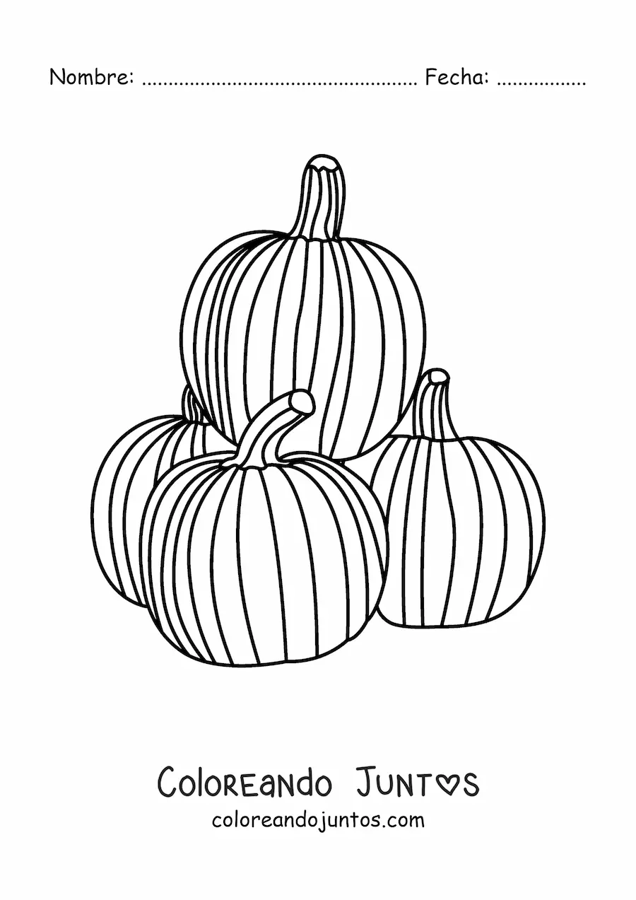 Imagen para colorear de varias calabazas pequeñas
