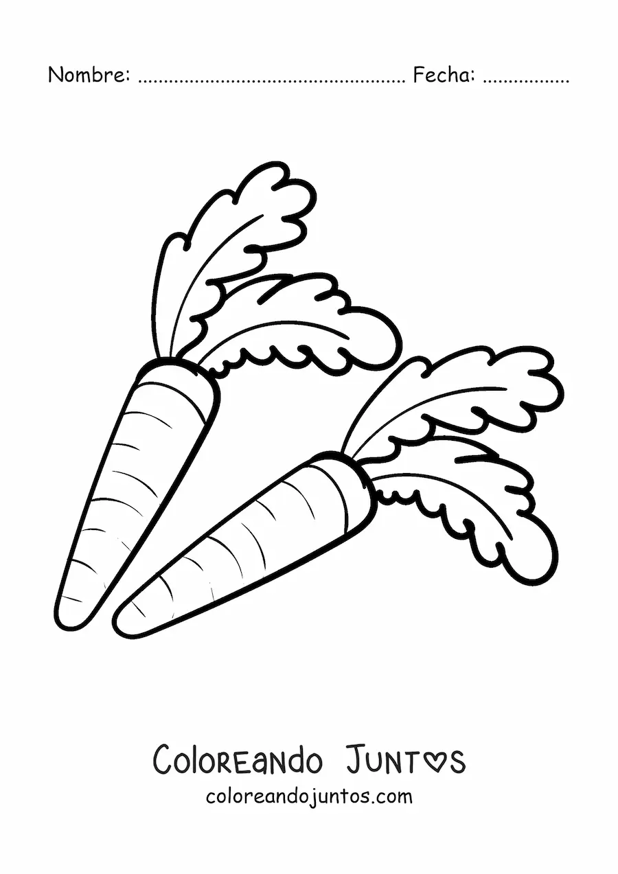 Imagen para colorear de dos zanahorias con hojas