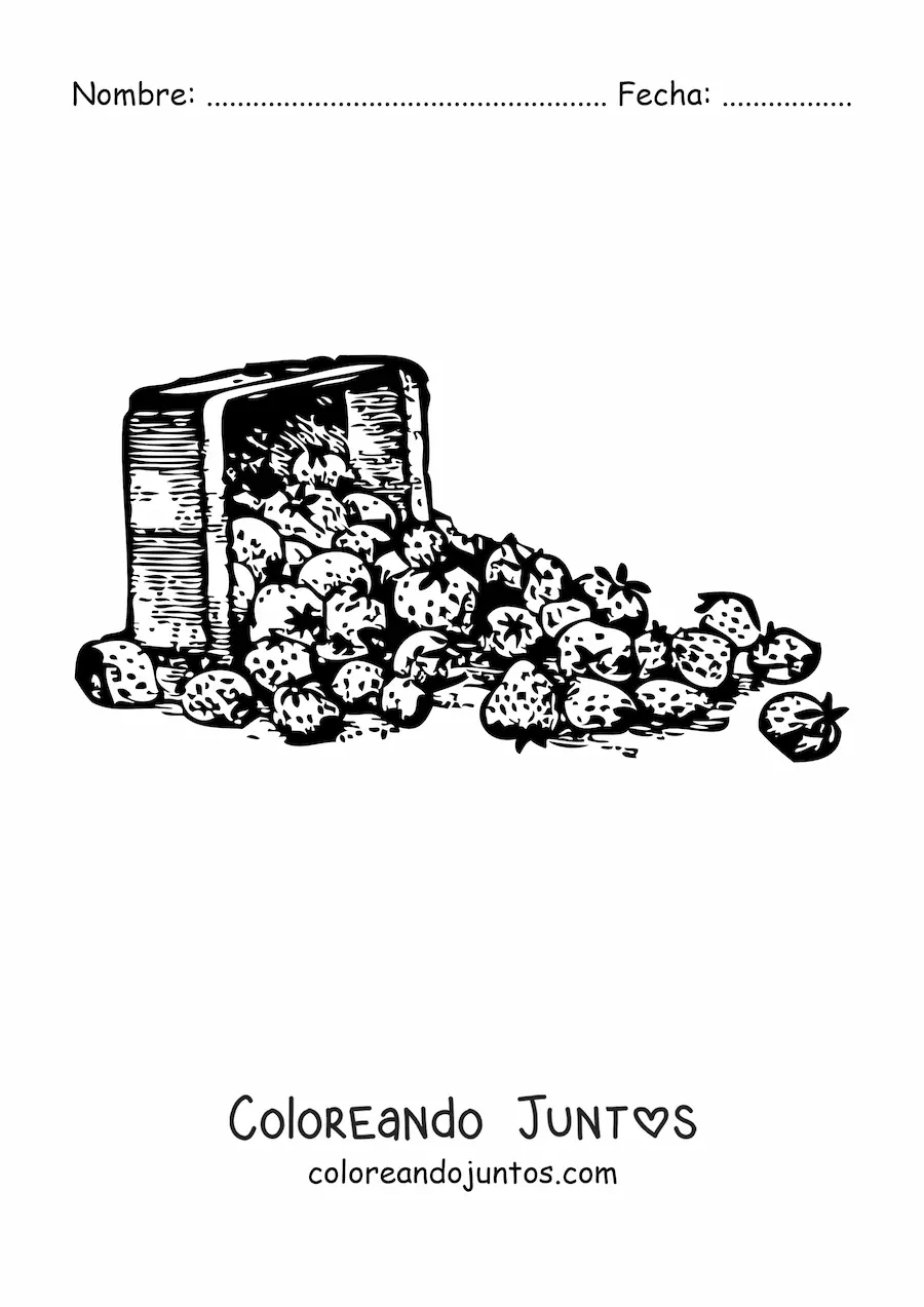 Imagen para colorear de un canasto lleno de fresas
