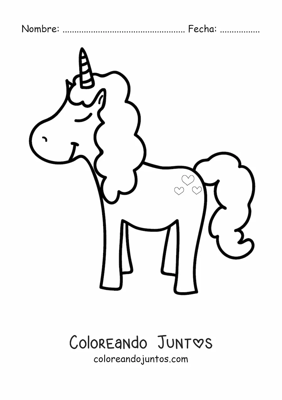 Imagen para colorear de un unicornio kawaii