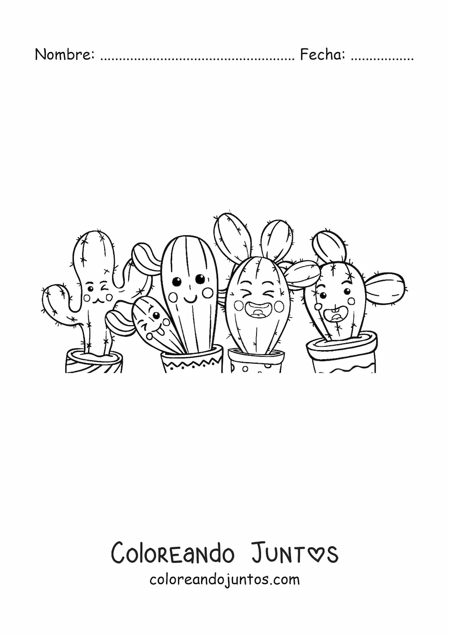 Imagen para colorear de varios kawaii animados