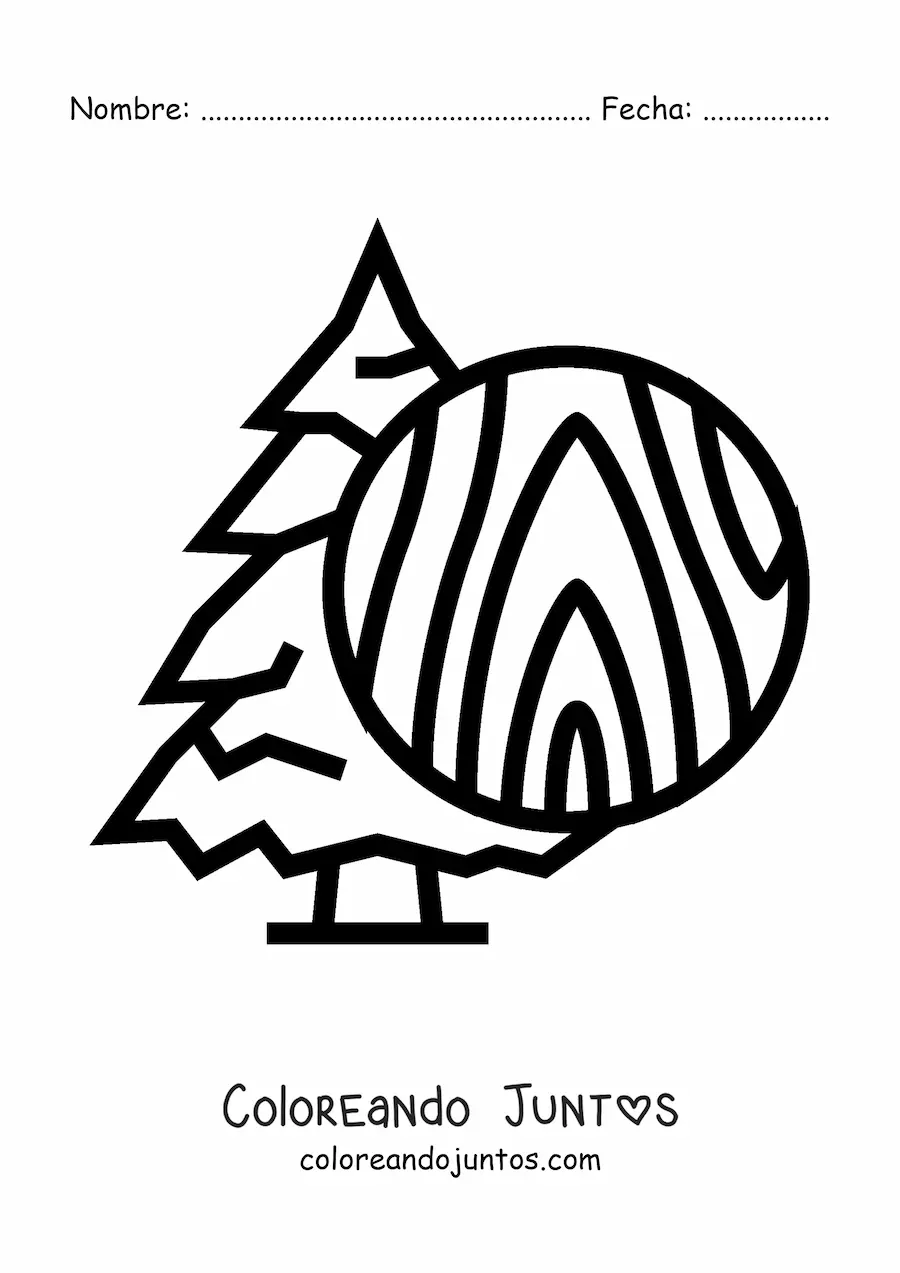 Imagen para colorear de una madera de pino