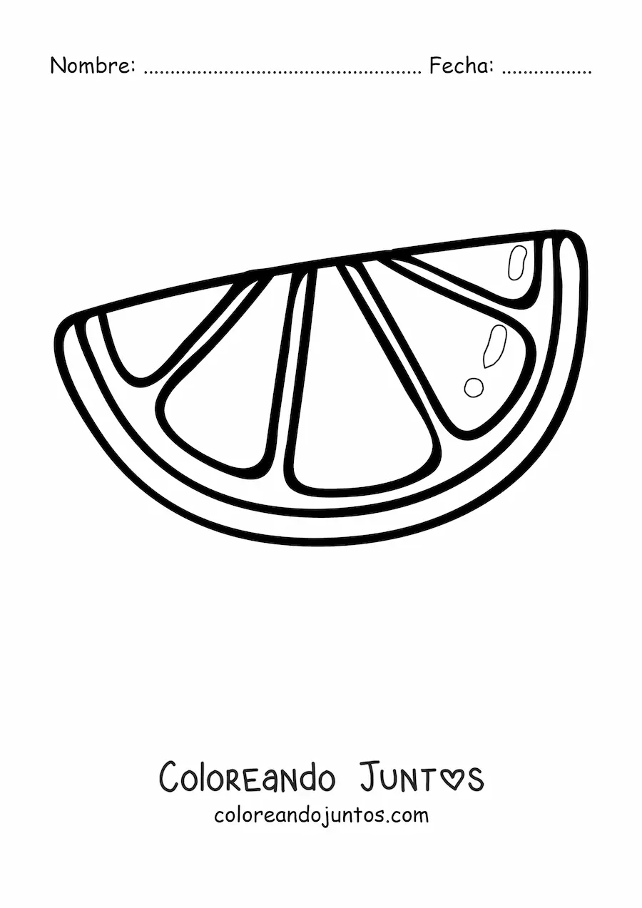 Imagen para colorear de un trozo de naranja