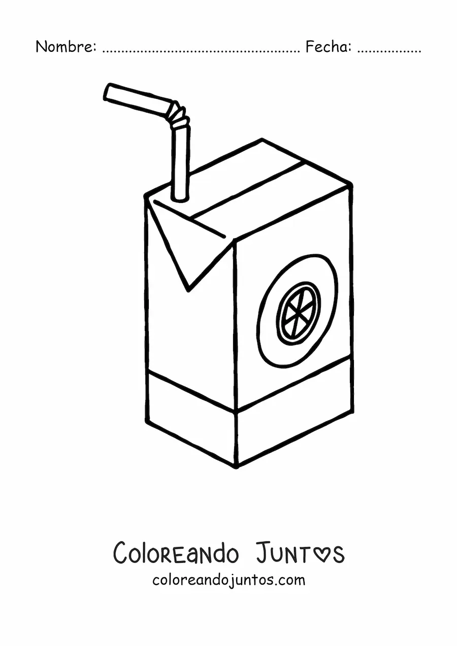 Imagen para colorear de un envase de jugo de naranja