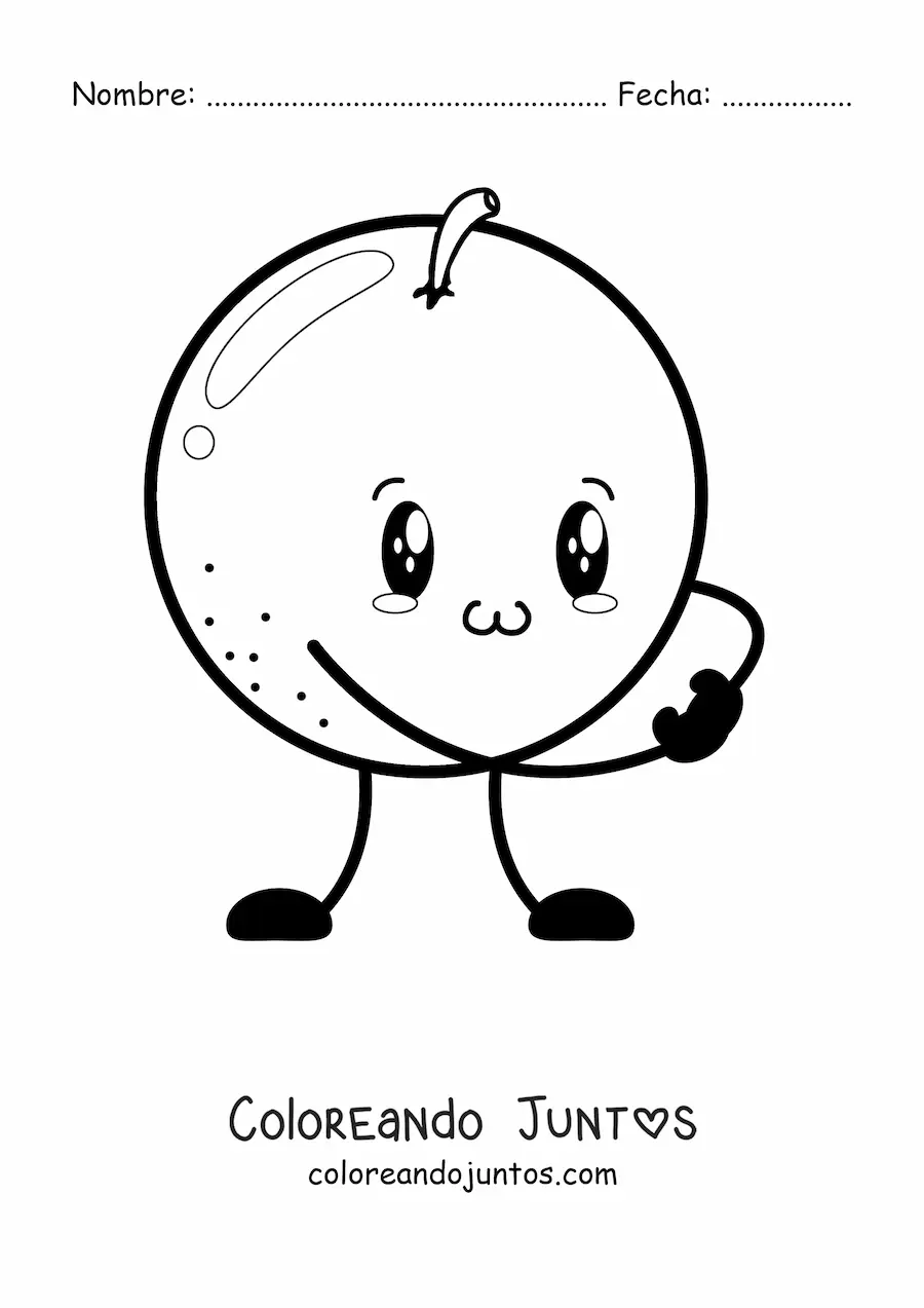 Imagen para colorear de una naranja animada sonriente