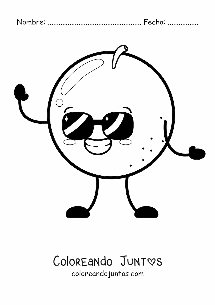 Imagen para colorear de naranja una animada con lentes de sol