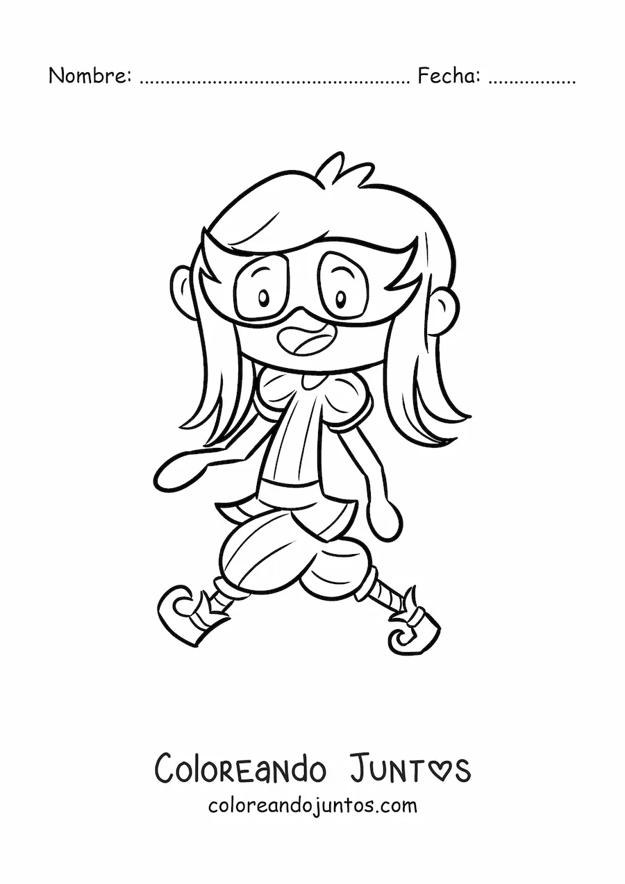 Imagen para colorear de una niña con una máscara desfilando en carnaval