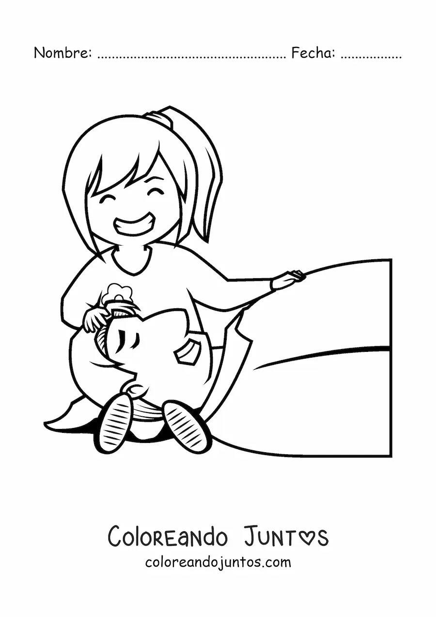 Imagen para colorear de un padre y su hija