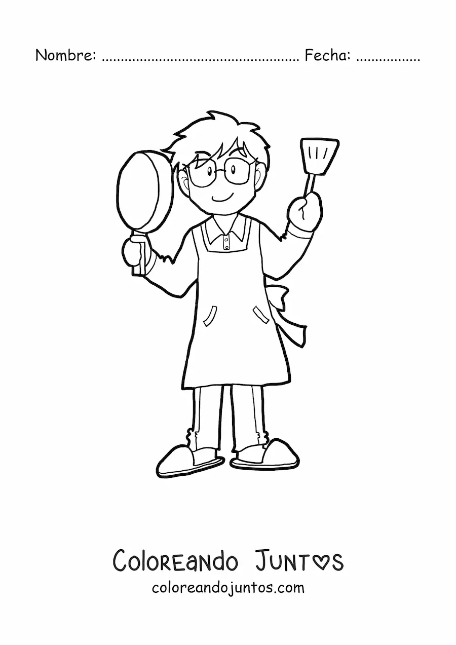 Imagen para colorear de un papá cocinero
