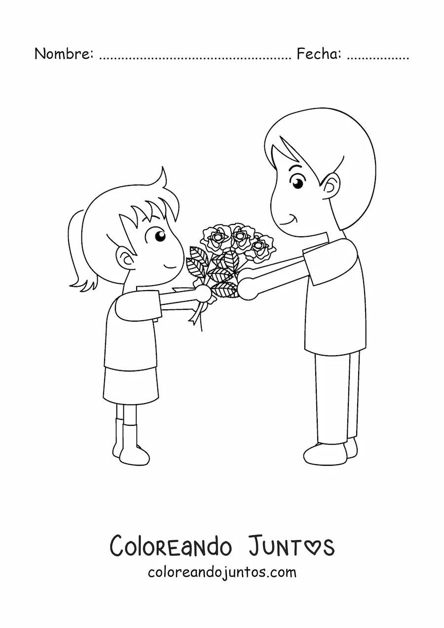 Imagen para colorear de una niña con un regalo del día del padre