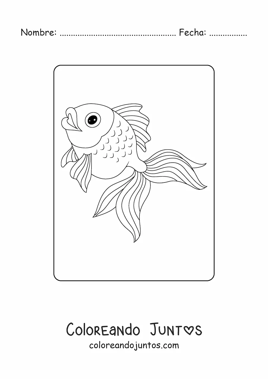 Imagen para colorear de un pez dorado de ojos brillantes