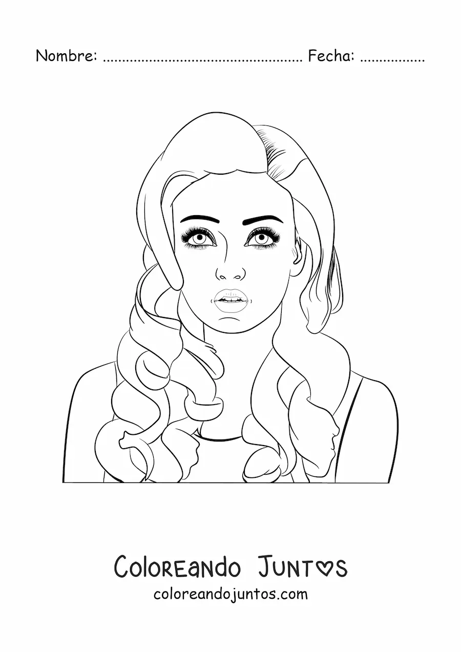 Imagen para colorear del rostro de una mujer joven de estilo realista