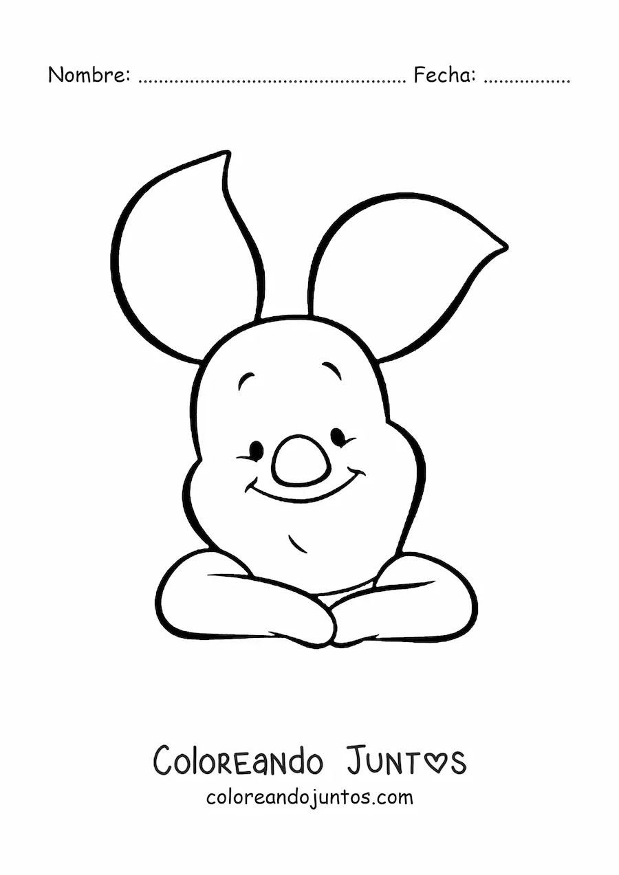 Imagen para colorear de la cara de Piglet sonriente