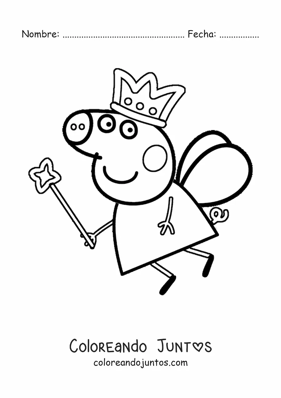 Imagen para colorear de Peppa vestida como un hada