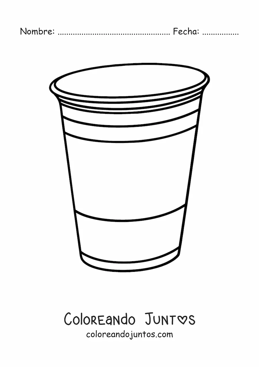 Imagen para colorear de un vaso de plástico vacío