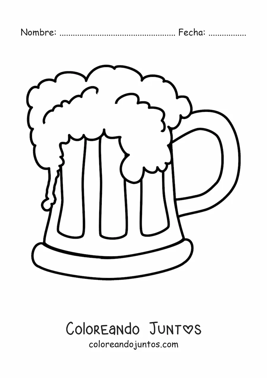 Imagen para colorear de un vaso lleno con cerveza espumante
