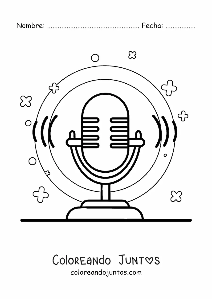 Imagen para colorear de un micrófono antiguo de radio